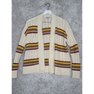 Madewell Women's Stripped Open Front Knit‎ Cardigan Sweater Size XS Chunky Retro